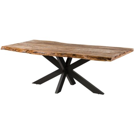 Massivmoebel24 – Table de salle à manger 180x90 cm – Plateau en bois de palissandre naturel – Pied central en métal anthracite mat – Design unique FREEFORM 5 (1/4)