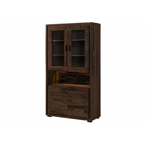 Vitrine en bois d'acacia laqué marron BARK 209