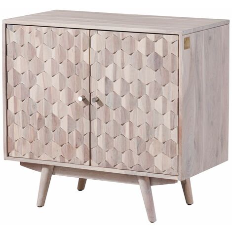 Commode en bois d'acacia laqué blanc MOSAYK 213 (1/4)