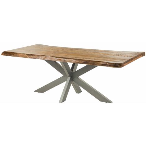 Table à manger 200x100 en bois de manguier nature pied central gris FREEFORM 5