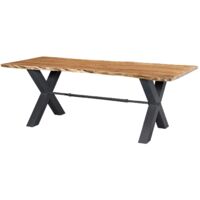 Table à manger 200x100 Acacia laqué Bois naturel IRON LABEL 126