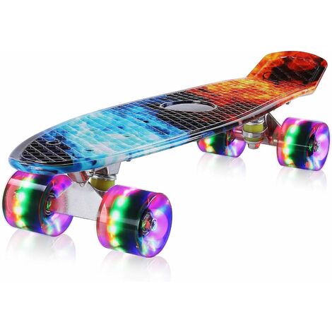 Adulti Giovani Skateboard Cuscinetti,56 cm con Ruote Led Lampeggianti Skateboard per Bambini Skateboard Cruiser Mini Cruiser Skateboard con Cuscinetti A Sfera ABEC-7 