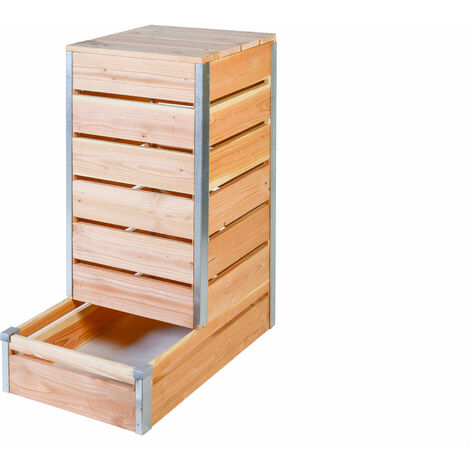 Composteur en bois non traité 209L – Dimensions L80 x l45 x H98 cm – Accès direct au compost mature – Fabrication française – Mon Petit Potager