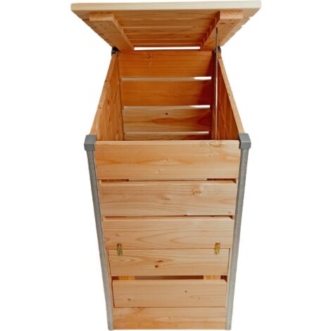 Composteur en bois non traité 246L – Dimensions 80cm x 45cm x 82cm – Système d'ouverture à la base pour compostage simplifié – Mon Petit Potager
