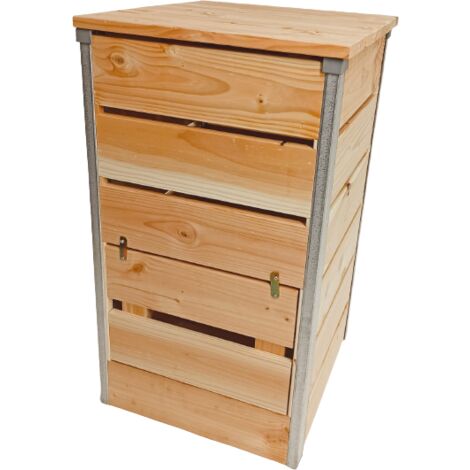 Composteur en bois non traité 148L – Système d'ouverture à la base – Dimensions 50cm x 45cm x 82cm – Pour petits espaces – Mon Petit Potager