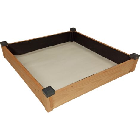 Potager sur pied bois douglas naturel non traité – Dimensions L126cm x l126cm x H14cm – Épaisseur 19mm – Capuchons PVC inclus – Mon Petit Potager