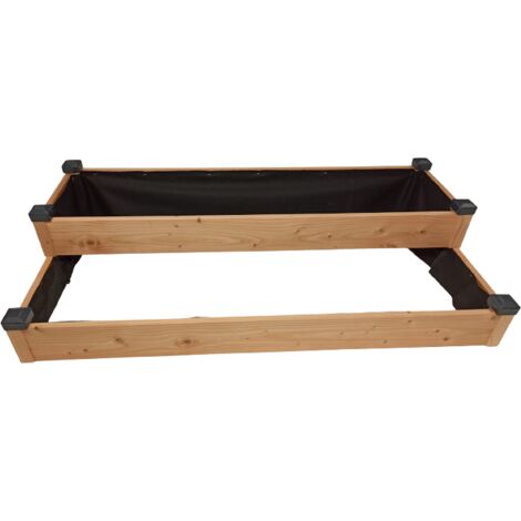 Potager Douglas 2 étages PREMIUM - Carré potager bois douglas naturel non traité - L126cm x 66cm x H 26 cm