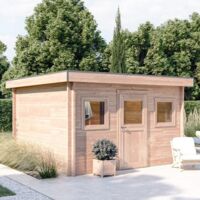 STUDIO DE JARDIN LE BALMAY 15M² - BOIS DOUGLAS 55MM - PORTE & FENETRE BOIS - TOITURE ACIER
