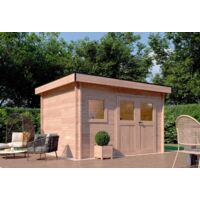 CHALET DE JARDIN CHEVRIL 11M² - BOIS DOUGLAS 55MM - PORTE & FENETRE BOIS - TOITURE ACIER