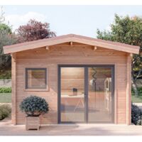 CHALET DE JARDIN LANTENAY 11M² - BOIS DOUGLAS 55MM - PORTE & FENETRE PVC - TOITURE ACIER