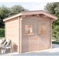 CHALET DE JARDIN RIVOIRE 8M² - BOIS DOUGLAS 55MM - PORTE & FENETRE BOIS - TOITURE ACIER
