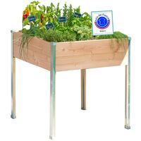 Bac potager sur pieds en bois Douglas 80cm x 75cm x 80cm – Fabrication française – Angles en aluminium recyclable – 90L – Mon Petit Potager
