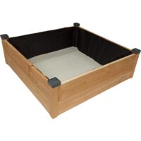 Potager sur pied en bois douglas naturel – Dimensions L82cm x l82cm x H26cm – Épaisseur 19mm – Capuchons PVC pour durabilité – Mon Petit Potager