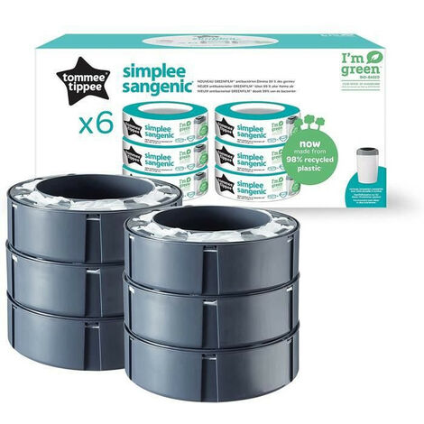TOMMEE TIPPEE Lot de 6 Recharges Poubelle à Couches Simplee, Protection  Anti-Odeur et Anti-Germe