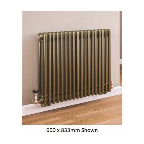 Eastbrook Rivassa 3 Column Horizontal Radiator - 600mm X 608mm - Bronze ...