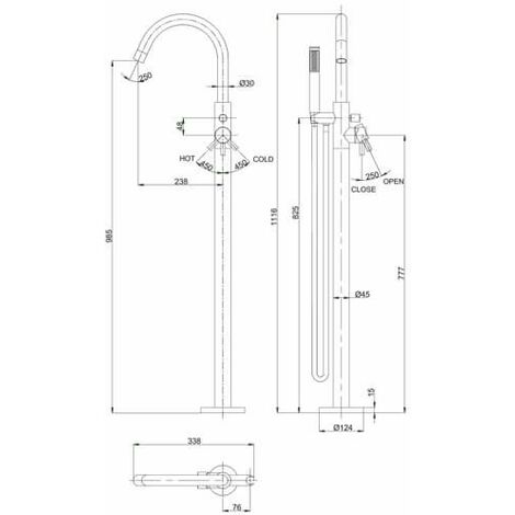 Crosswater MPRO Floor Standing Bath Shower Mixer Tap With Kit - Chrome ...