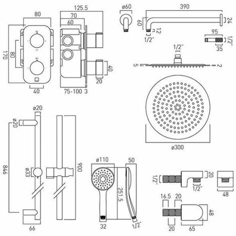 Vado Tablet Altitude Thermostatic Dual Concealed Mixer Shower Valve ...