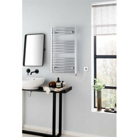 Vogue Focus Straight Electric Towel Rail - 800mm x 500mm - Chrome