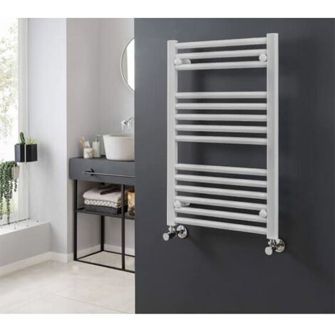 Vogue Focus Straight Central Heating Towel Rail - 800mm x 400mm - Satin  Black