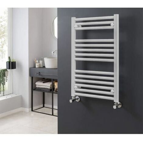 Vogue Focus Straight Dual Fuel Towel Rail - 800mm x 400mm - White Sparkle