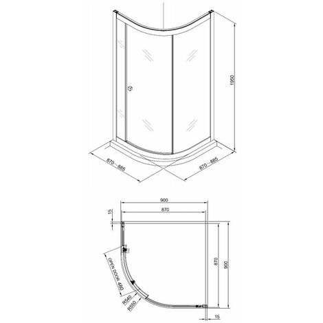 Crosswater Clear 6 Quadrant Single Door Shower Enclosure - 900mm x ...