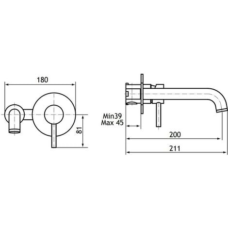 Aquarius Curve Wall Mounted Basin Tap Brushed Brass AQ791006