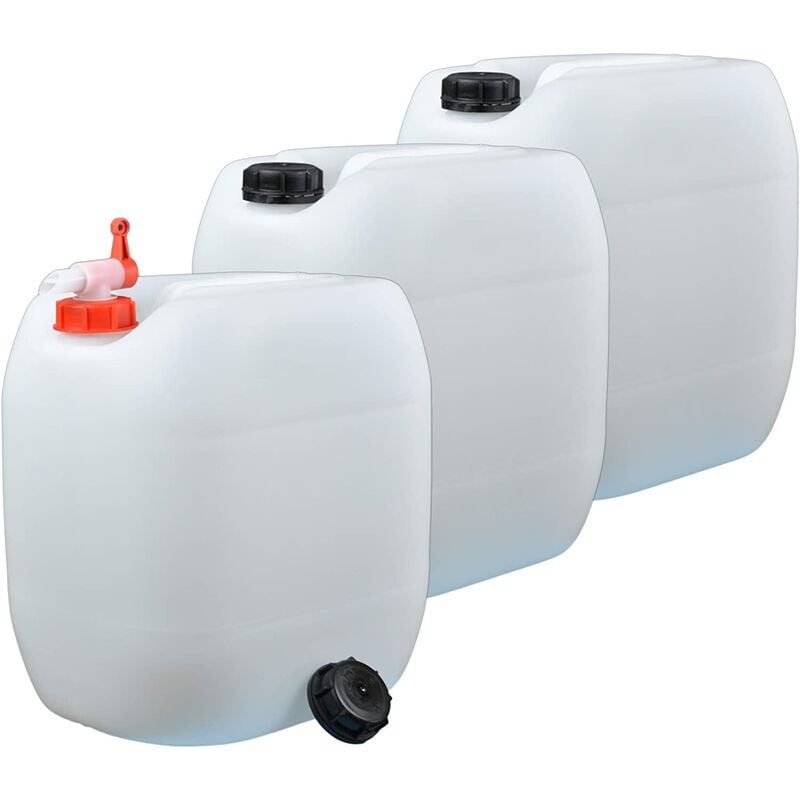 plasteo® 20 Liter Getränke- Wasserkanister Natur mit Hahn und