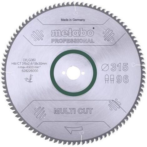 Sägeblatt Metabo multi cut professional  315x30, Z96 FZ/TZ, 5Grad neg.