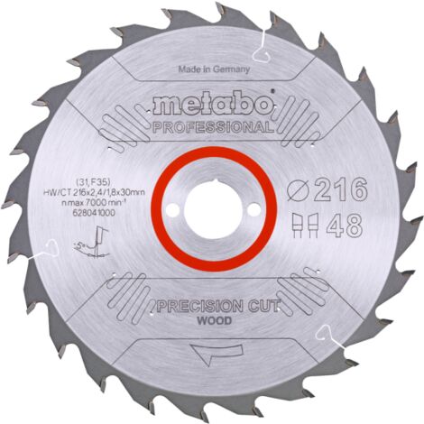 Sägeblatt Metabo precision cut wood professional  216x30, Z48 WZ 5Grad neg.