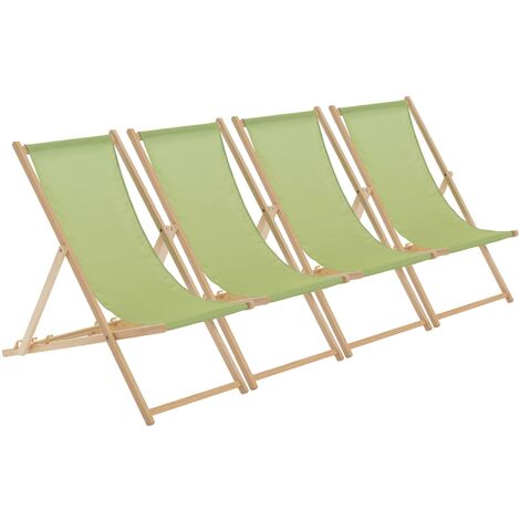 Harbour Housewares Folding Wooden Deck Chairs - Lime Green - Pack of 4
