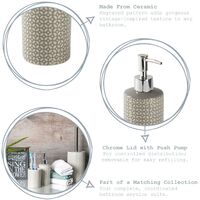 Harbour Housewares 3 Piece Ceramic Bathroom Accessories Set - Grey Geometric