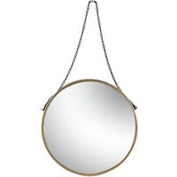 Harbour Housewares 40cm Round Metal Frame Hanging Mirror on Chain - Gold/Black