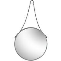 Harbour Housewares 40cm Round Metal Frame Hanging Mirror on Chain - Silver/Black