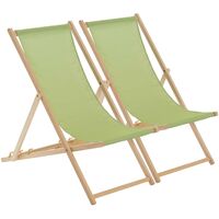 Harbour Housewares Folding Wooden Deck Chairs - Lime Green - Pack of 2