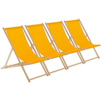 Harbour Housewares Folding Wooden Deck Chairs - Orange - Pack of 4