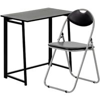 Harbour Housewares Deluxe Folding Wooden Desk & Chair Set - Black/Black