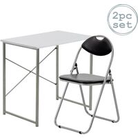 Harbour Housewares Industrial Office Desk & Chair Set - White/Black