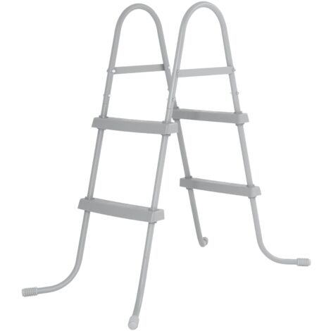 Bestway – Scaletta per piscina fuori terra 80 cm con sicurezza anticaduta – Metallo resistente alla corrosione – Gradini antiscivolo – Dimensioni 122x66x166 cm (1/10)
