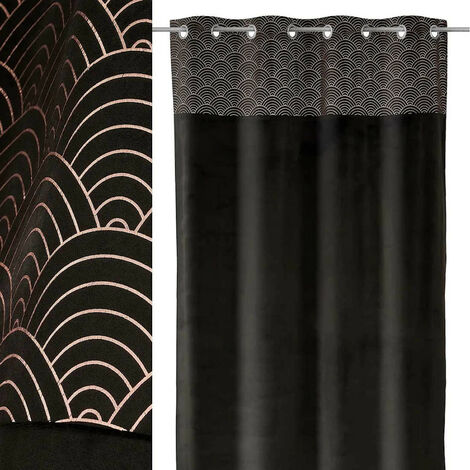 Lot de 2 rideaux occultant noir 140 x 260 cm