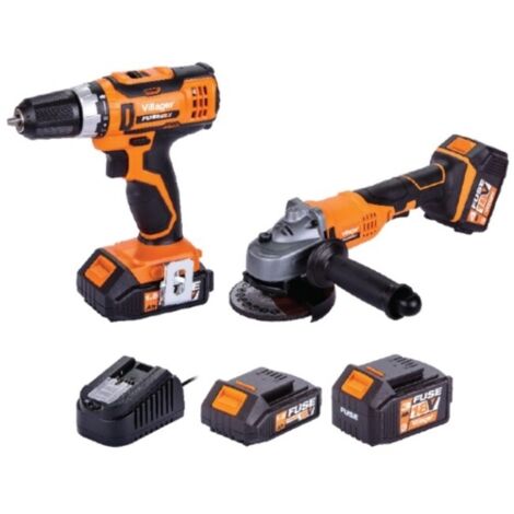 Kit Villager avvitatore VLN 3220 + smerigliatrice angolare VLN4320 a batteria con batterie e caricabatterie
