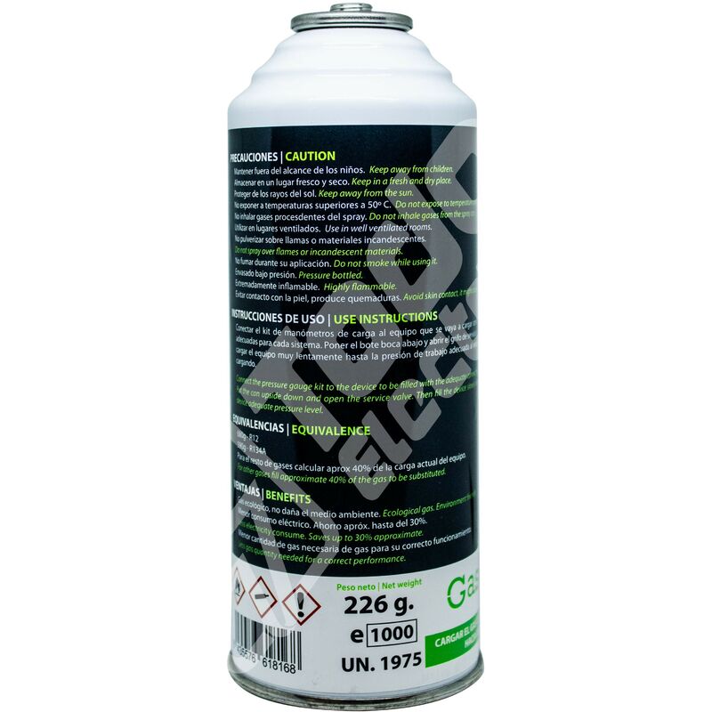 Gasica D2 226g. (Pack Gasica + Tapafugas Tratauto) Botella Refrigerante  Orgánico Ecológico Sustituto del R12 y R134A para Recarga de Aire  Acondicionado Coches : : Coche y moto
