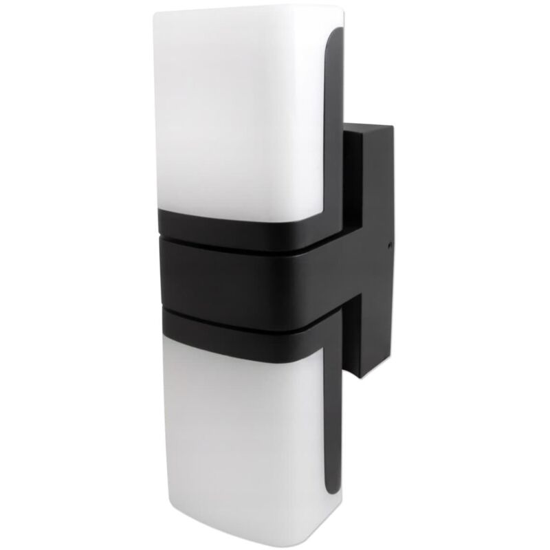 Aplique de pared LED de exterior doble cara de 13W acabado en aluminio negro