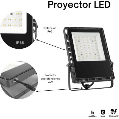 Projecteur LED 50W 6.500Lm PRO IP65 Température de Couleur Ajustable  100.000H [1916-NS-HVFL50W