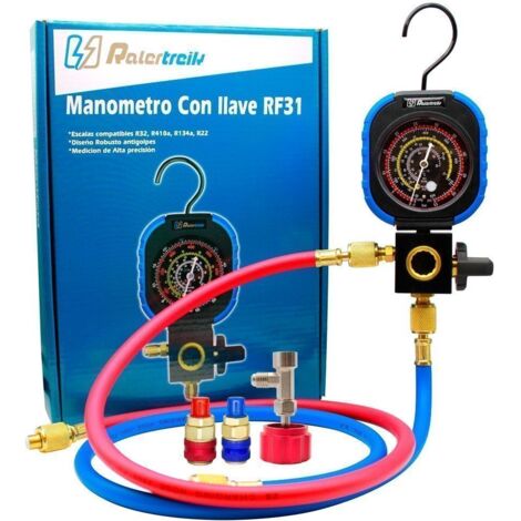 Kit manometro reforzado 1 via R32,R410a,R134a mas llave y conector de baja y alta (1/5)