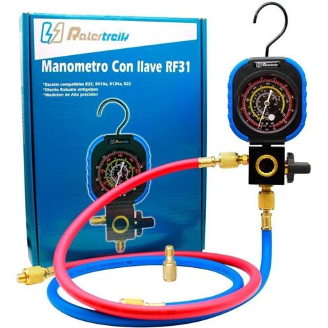 Kit manometro reforzado 1 via R32,R410a,R134a mas adaptador