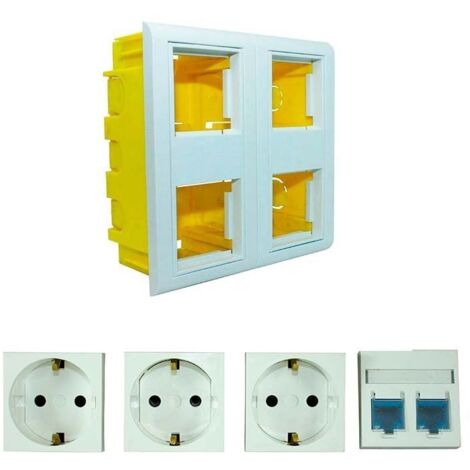 Puesto de Trabajo de Empotrar 4 Módulos Compuesto 3E   2 RJ45 cat.6