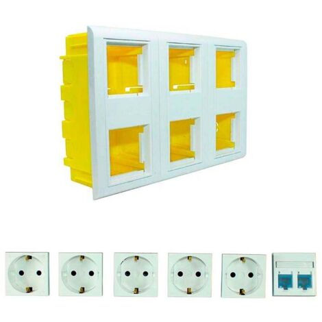 Puesto de Trabajo de Empotrar 6 Módulos completo con 5E 2 RJ45 cat.6