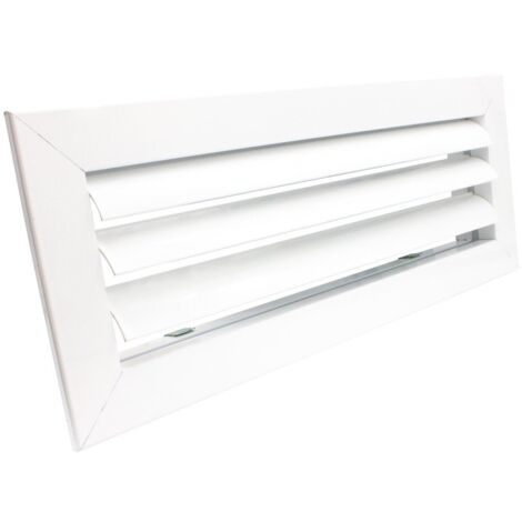 Rejilla Ventilacion Rectangular Blanca Lama Curva Horizontal para Aire Acondicionado  300X150mm - Marco