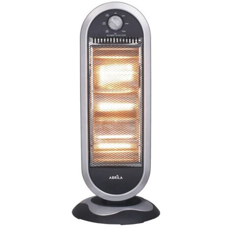 Estufa Elect.candente 1200w Negro/plata 3potencias Oscilante 3elememtos Asa Y Antivuelco 70x30x30cm (1/3)