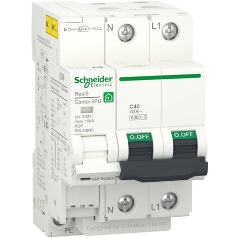 Protector combinado contra sobretensiones Combi SPU 1P+N 40A Resi9 Schneider R9L20640